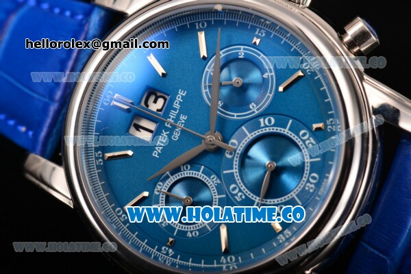 Patek Philippe Grand Complication Chrono Miyota OS20 Quartz Steel Case with Blue Dial and Stick Markers - Click Image to Close